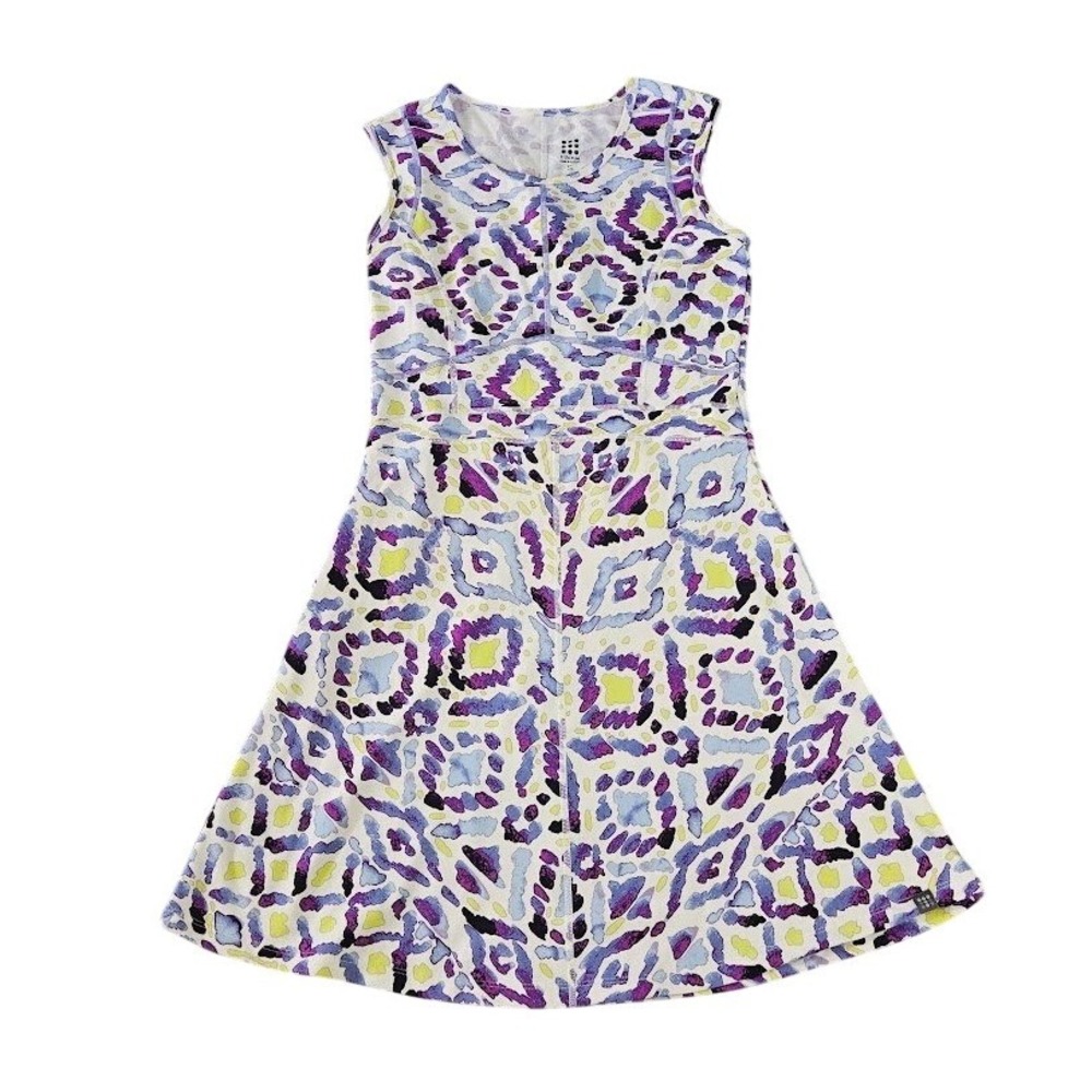 Title Nine Dream Dress Womens Small Purple Yellow Abstract Ikat Sleeveless